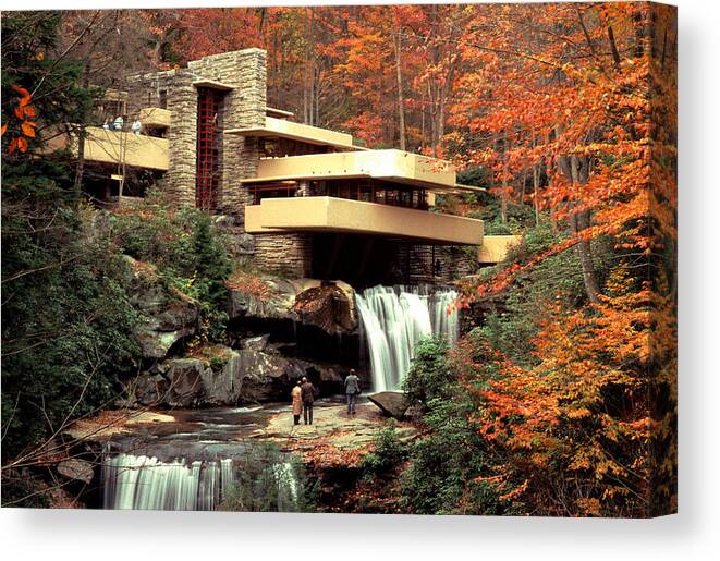 Allegheny Mountains Canvas Print featuring the photograph Fallingwater House At Bear Run by Theodore Clutter