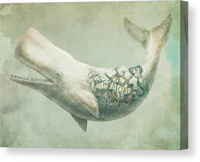 Whale Canvas Print featuring the drawing Far and Wide by Eric Fan