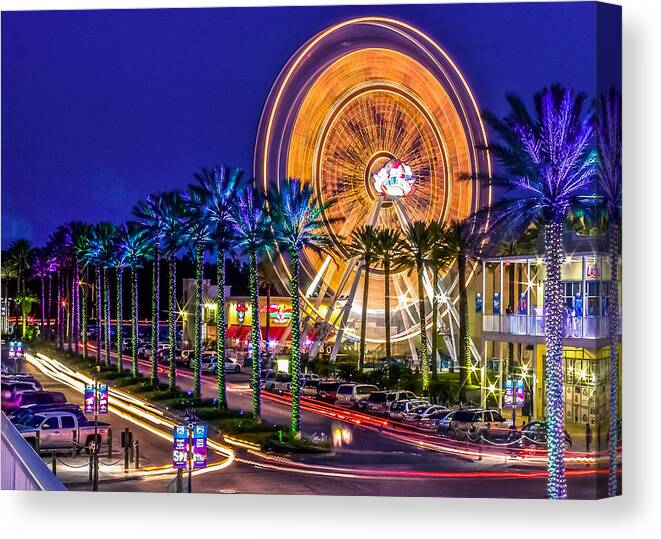 Alabama Canvas Print featuring the photograph Ferris Wheel At The Wharf by Rob Sellers