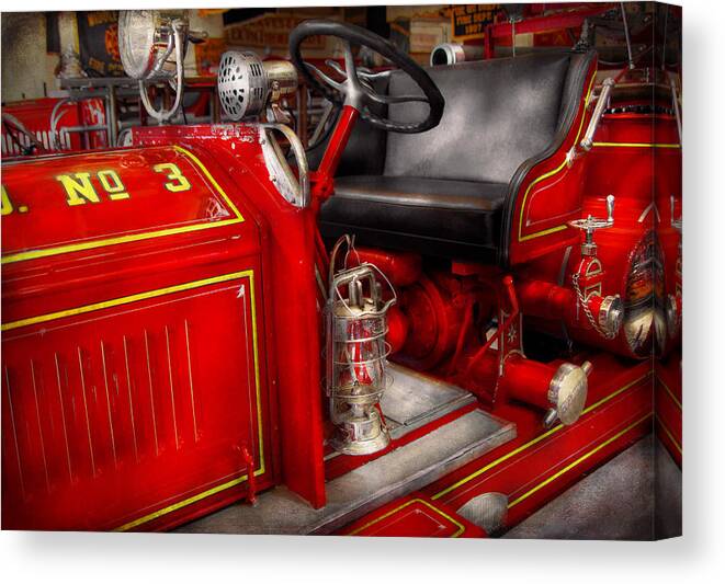 Savad Canvas Print featuring the photograph Fireman - Fire Engine No 3 by Mike Savad