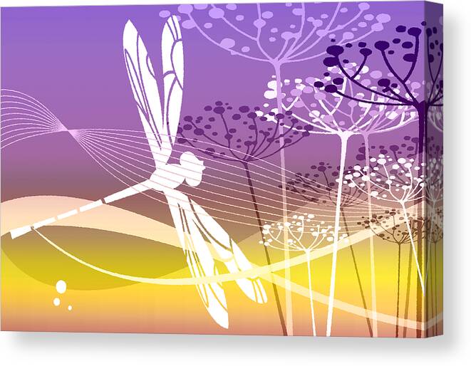 Dragonfly Canvas Print featuring the digital art Flight Pattern 2 by Angelina Tamez