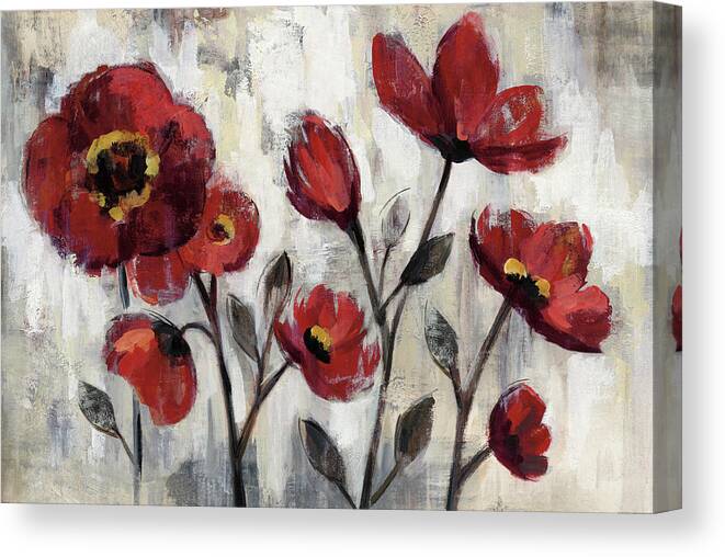Black Canvas Print featuring the painting Floral Simplicity by Silvia Vassileva