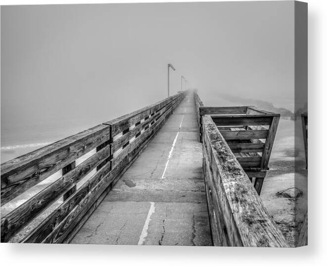 Atlantic Canvas Print featuring the photograph Foggy Fort Clinch Pier by Rob Sellers