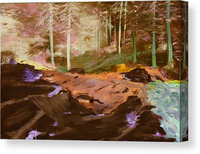 Forests Of Alpha Centari Canvas Print featuring the painting Forests of Alpha Centari by Gail Daley