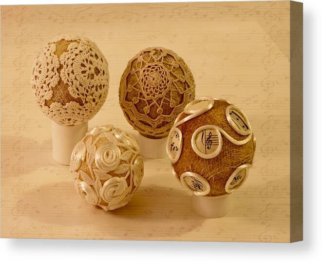 Styrofoam Balls Upcycled Canvas Print featuring the photograph Four Balls by Sandra Foster