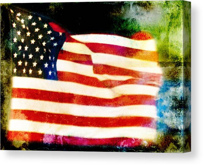 Distressed Flags Canvas Print featuring the photograph Freedom by Steven Michael
