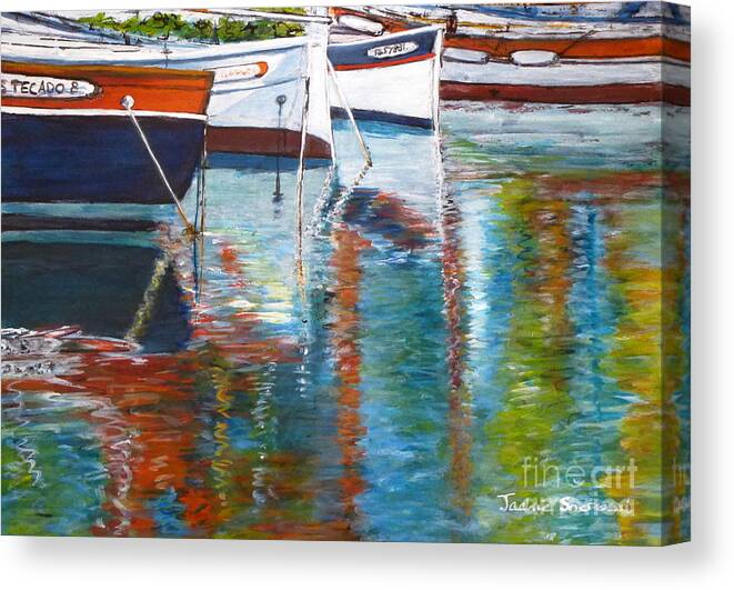 France Canvas Print featuring the painting French Reflections - Sanary sur Mer France by Jackie Sherwood