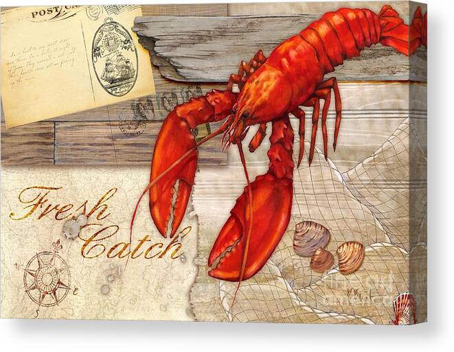 Lobster Canvas Print featuring the painting Fresh Catch Lobster by Paul Brent