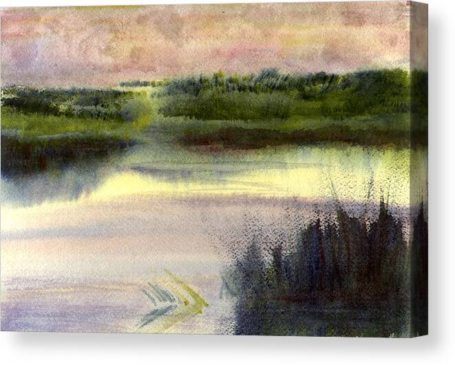 Marsh Canvas Print featuring the painting Fripp Marsh by Peter Senesac