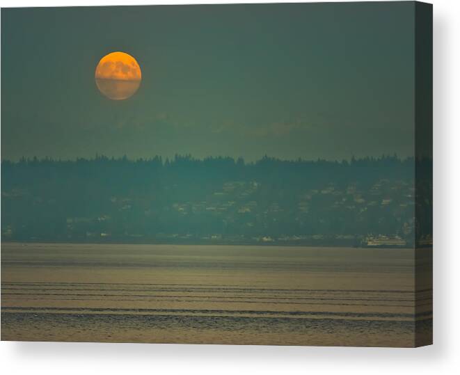 Autumn Canvas Print featuring the photograph Full Moon Rises by Ronda Broatch