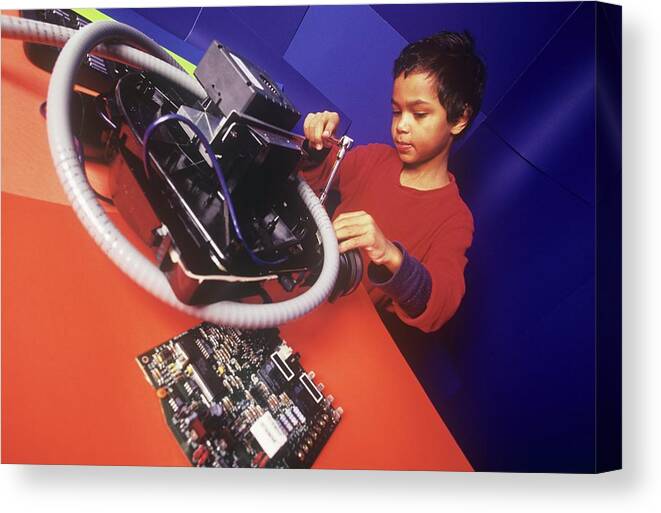 Human Canvas Print featuring the photograph Future Engineer by David Hay Jones/science Photo Library
