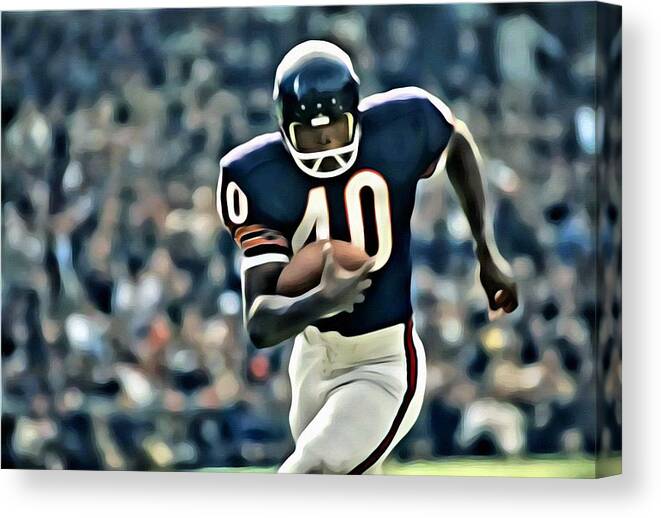 Gale Sayers Canvas Print featuring the painting Gale Sayers by Florian Rodarte