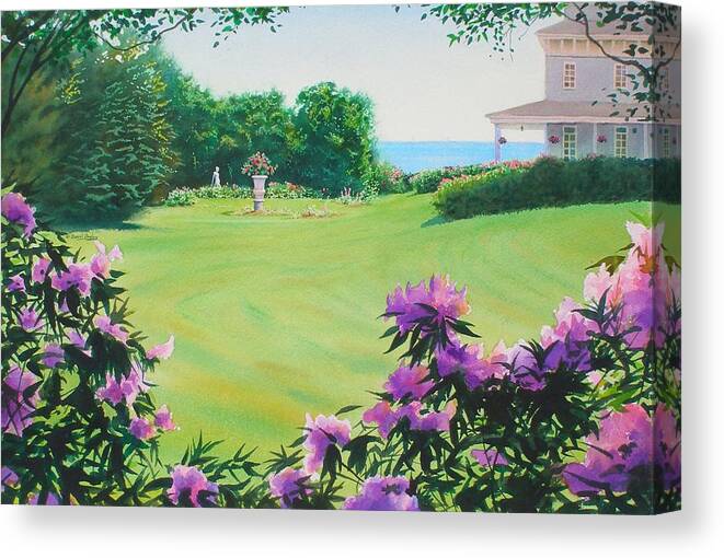 Watercolor Canvas Print featuring the painting Garden by the Sea by Daniel Dayley