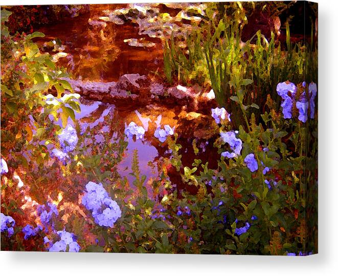 Landscapes Canvas Print featuring the painting Garden Pond by Amy Vangsgard