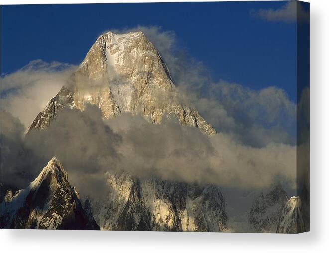 Feb0514 Canvas Print featuring the photograph Gasherbrum Iv Western Face Pakistan by Ned Norton