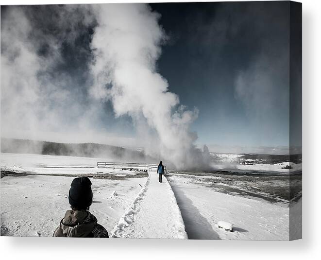 Tranquility Canvas Print featuring the photograph Gayser Yellowstone National Park by Ramiro Olaciregui