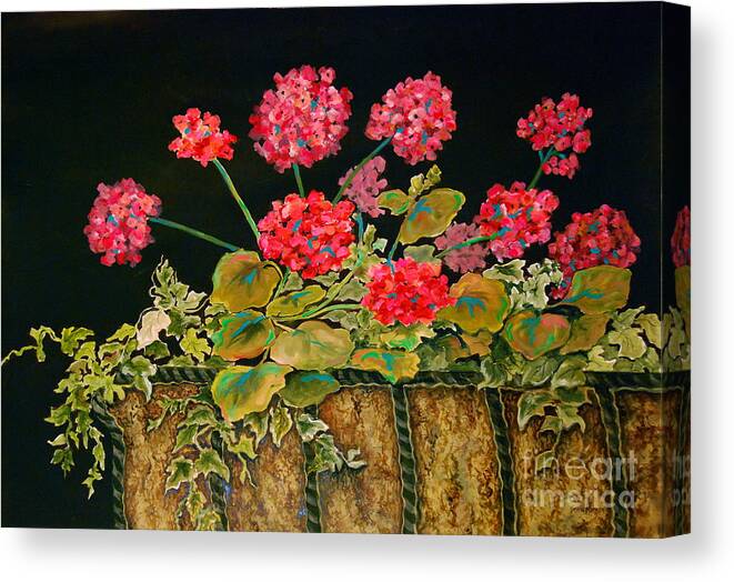 Flowers Canvas Print featuring the painting Geraniums by Genie Morgan