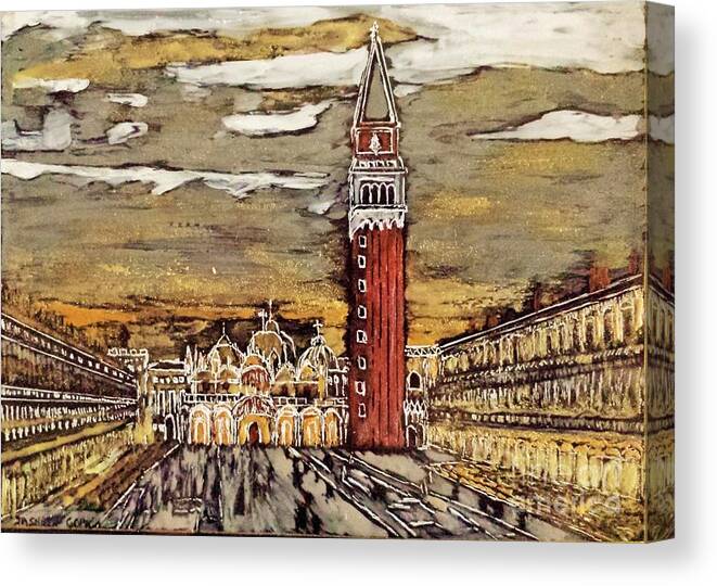 Venice Canvas Print featuring the painting Golden Venice by Jasna Gopic