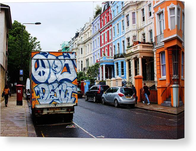 London Canvas Print featuring the photograph Grafitti Truck by Nicky Jameson
