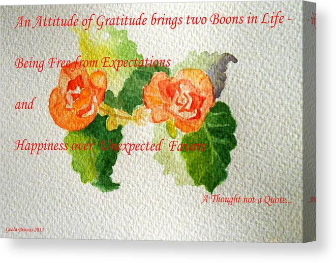 Typography Canvas Print featuring the painting Gratitude by Geeta Yerra
