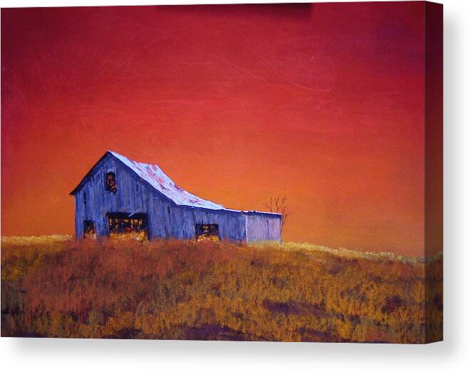 Barn Canvas Print featuring the painting Gray Barn by William Renzulli