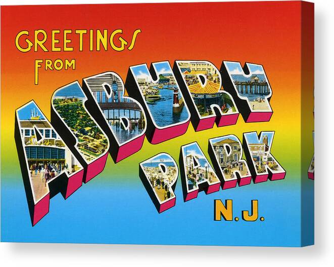 Greetings Canvas Print featuring the digital art Greetings From Asbury Park NJ by Digital Reproductions