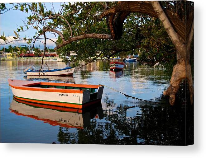 Boat Canvas Print featuring the photograph Guanica Bay 1 by Ricardo J Ruiz de Porras