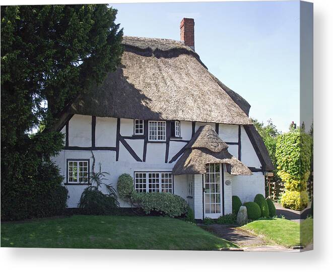 Thatched Cottage Canvas Print featuring the photograph Half-Timbered Thatched Cottage by Jayne Wilson