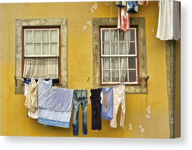 Portugal Canvas Print featuring the painting Hanging Clothes of Old Europe II by David Letts