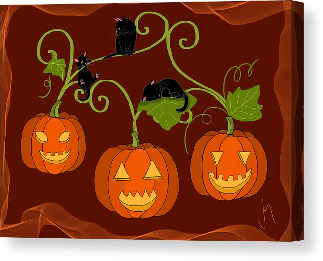 Halloween Canvas Print featuring the digital art Happy Halloween by Veronica Minozzi