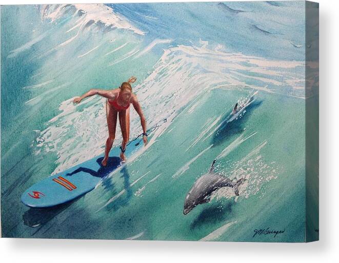 Dolphin Canvas Print featuring the painting Harmony by Joseph Burger