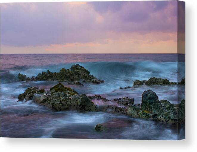 Hawaii Canvas Print featuring the photograph Hawaiian Waves at Sunset by Bryant Coffey