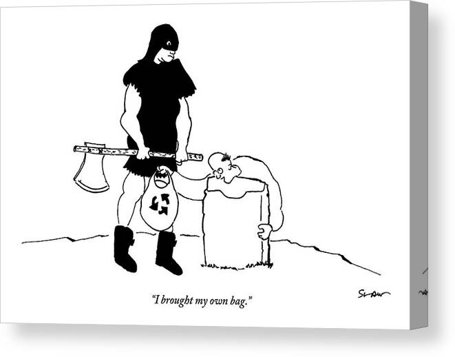 Recycling Canvas Print featuring the drawing His Head On The Chopping Block by Michael Shaw