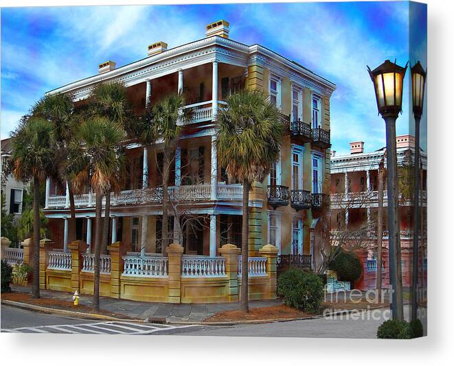 Textures Canvas Print featuring the photograph Historic Charleston Mansion by Kathy Baccari