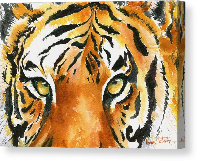 Tiger Canvas Print featuring the painting Hold That Tiger by Karen Mattson
