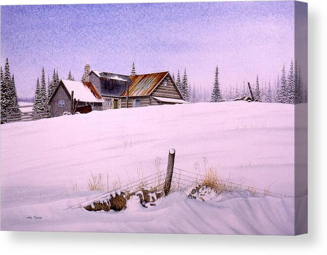 Christmas Canvas Print featuring the painting Home for Christmas by Conrad Mieschke