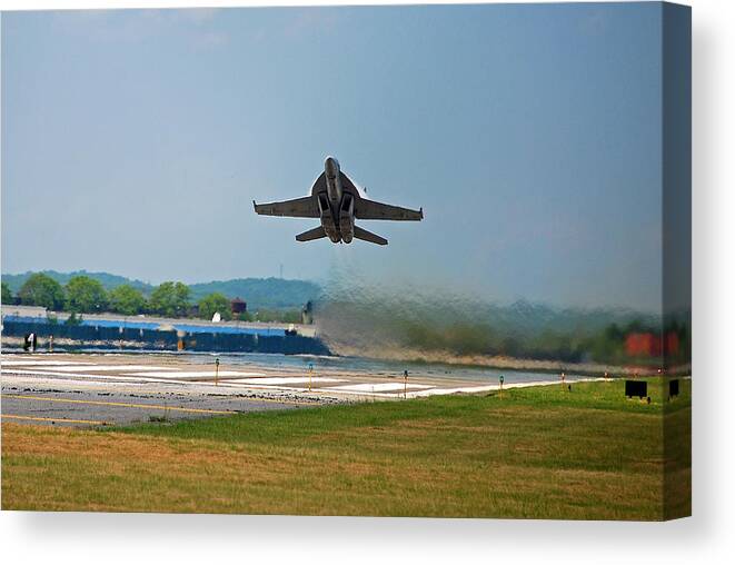 Aeronautics Canvas Print featuring the photograph Hornet Heat by John Schneider