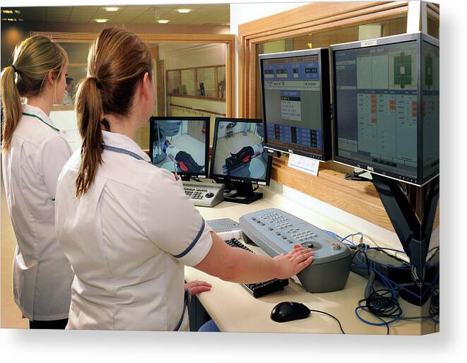 Human Canvas Print featuring the photograph Hospital Radiography Control Room by Public Health England