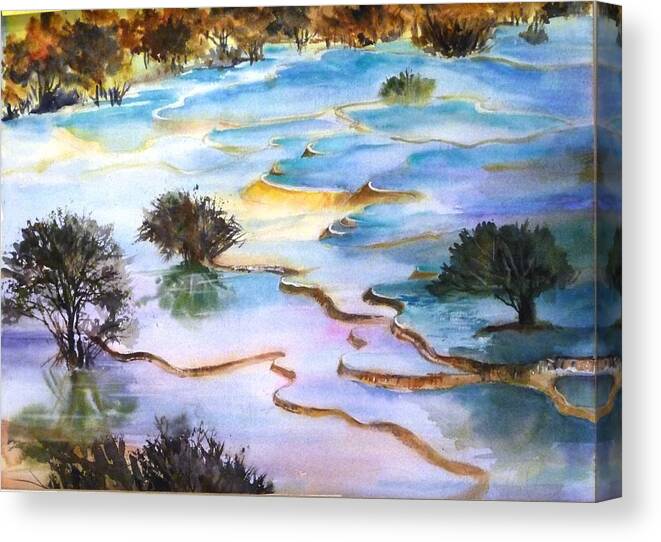 Huanglong Canvas Print featuring the painting Huanglong Splendour by Betty M M Wong