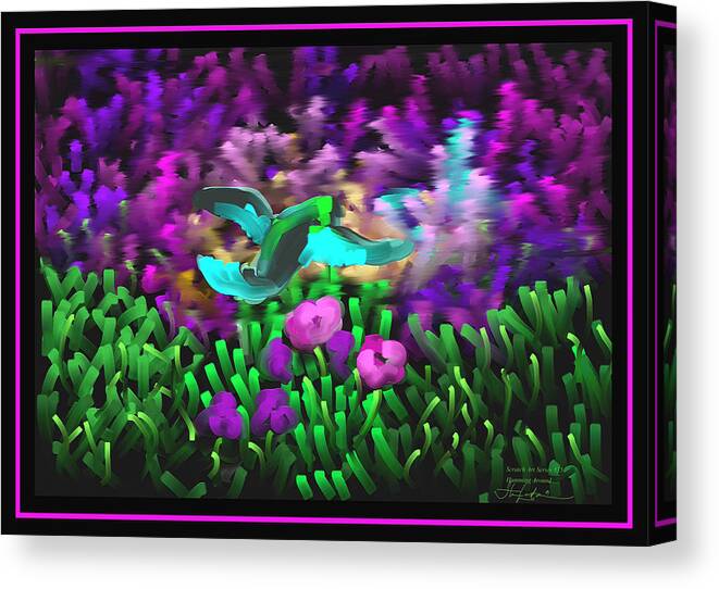 Hummingbird Canvas Print featuring the painting Humming Around - Scratch Art Series - #35 by Steven Lebron Langston