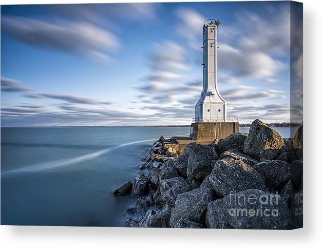 Lighthouse Canvas Print featuring the photograph Huron Harbor Lighthouse #3 by James Dean