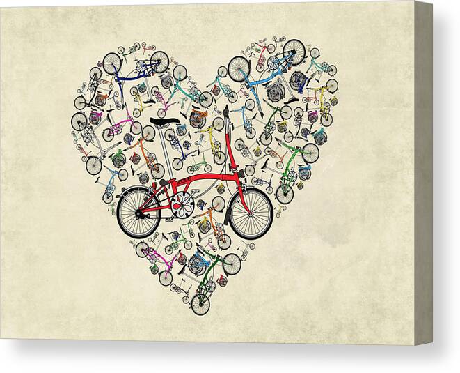 Bike Canvas Print featuring the mixed media I Love My Brompton by Andy Scullion