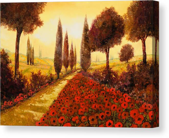 Poppy Fields Canvas Print featuring the painting I Papaveri In Estate by Guido Borelli