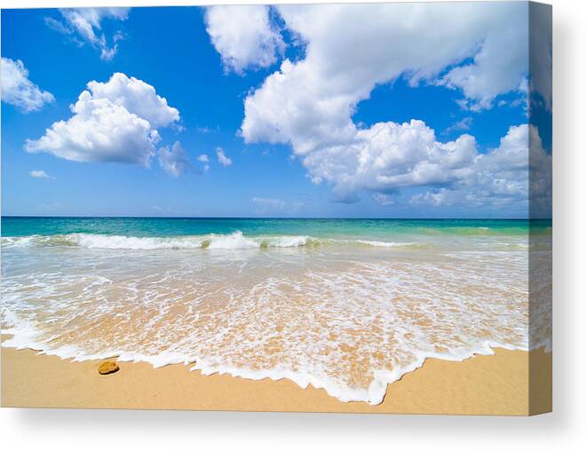 Beach Canvas Print featuring the photograph Idyllic Summer Beach Algarve Portugal by Amanda Elwell