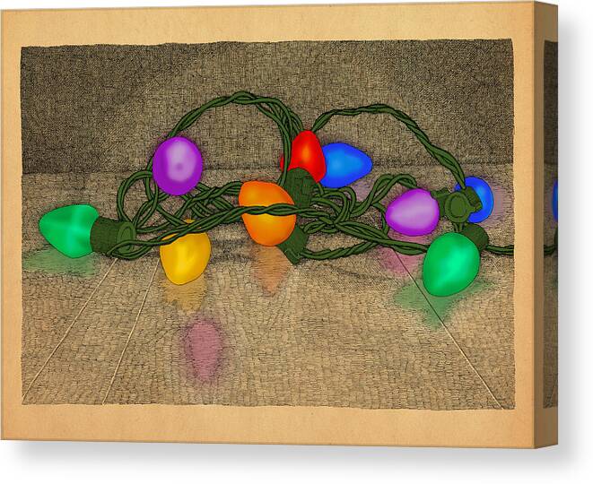 Lights Colors Holiday Christmas Canvas Print featuring the drawing Illumination Variation #3 by Meg Shearer