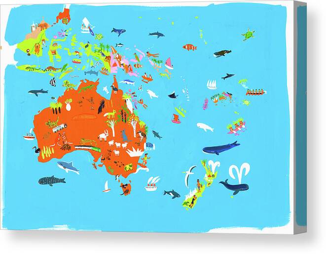 Abundance Canvas Print featuring the photograph Illustrated Map Of Australasian by Ikon Ikon Images