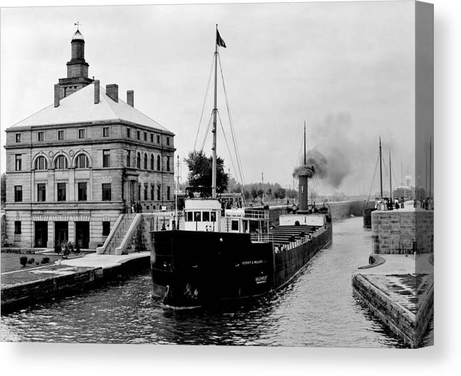 Ship Canvas Print featuring the photograph In the Locks by Benjamin Yeager