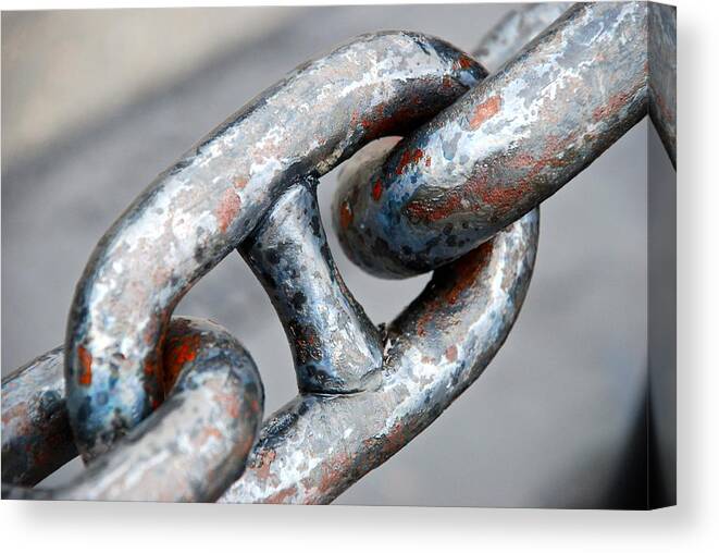 Chain Canvas Print featuring the photograph In your Face - Macro Chain Photography by Norma Brock