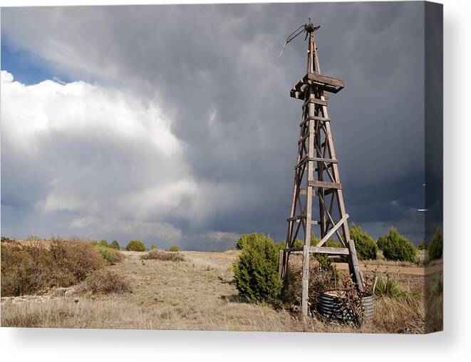 Abandoned Canvas Print featuring the photograph Incoming Storm on the High Plains Horizontal by Melany Sarafis