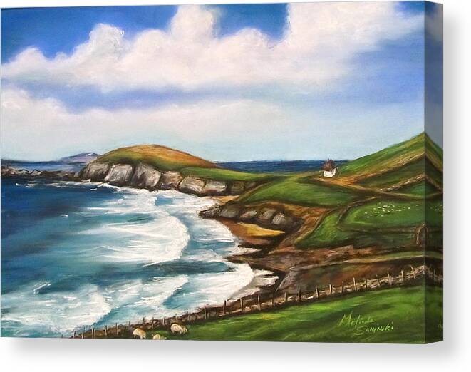 Irish Coastal Scenes Canvas Print featuring the painting Dingle Peninsula Irish Coastline by Melinda Saminski